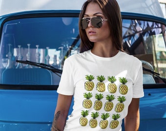 Pineapple t-shirt, Birthday gift shirt, Summer blouse, pineapple shirt, pineapple drawing