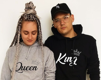 King and Queen hoodies set for couple, Anniversary sweater gift