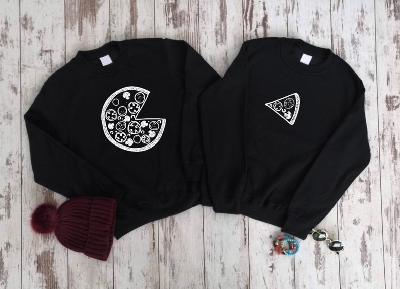 Matching pizza and pizza slice sweatshirt Gift for couple Valentine's day present 