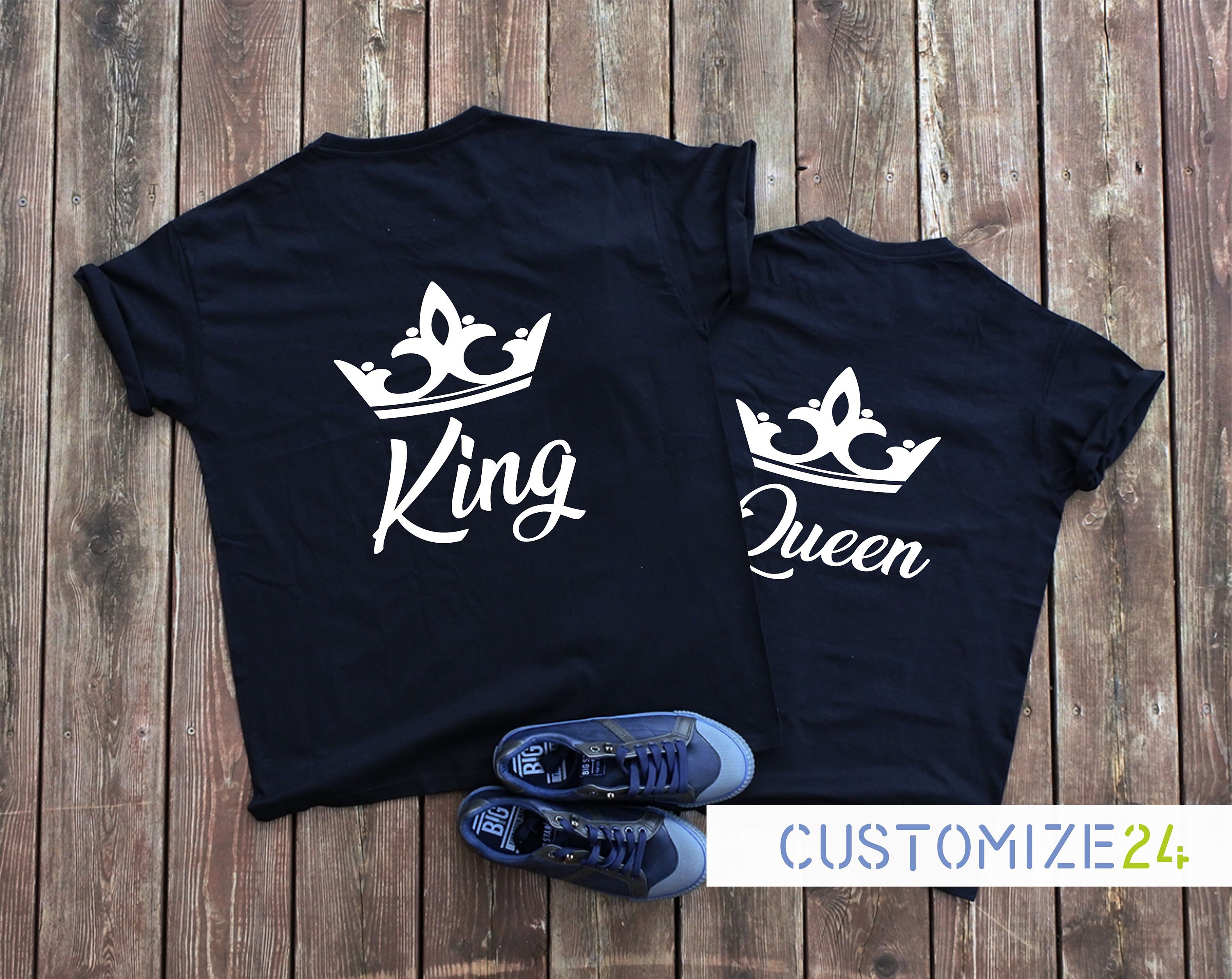 King and Queen T-Shirt King T-Shirt Queen T-Shit Crown King Queen Matching T-Shirt Couple T-Shirt Couple Shirt Gift for Him Gift for Her