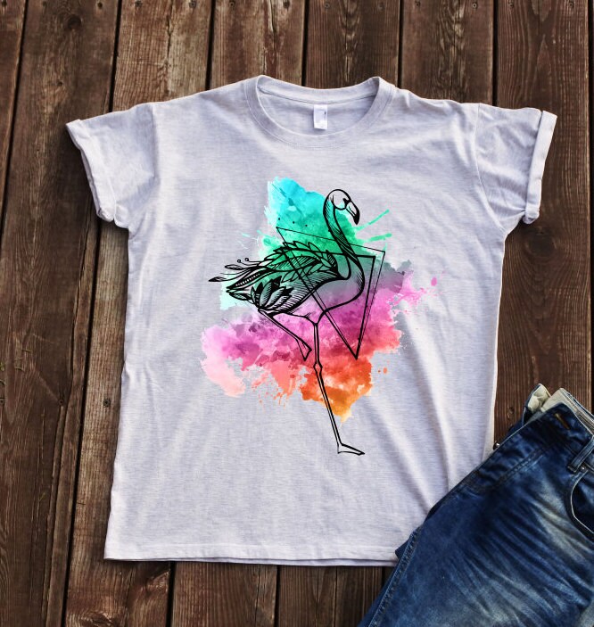 Flamingo Splash T-shirt Flamingo Shirt Flamingo Art T-shirt - Etsy