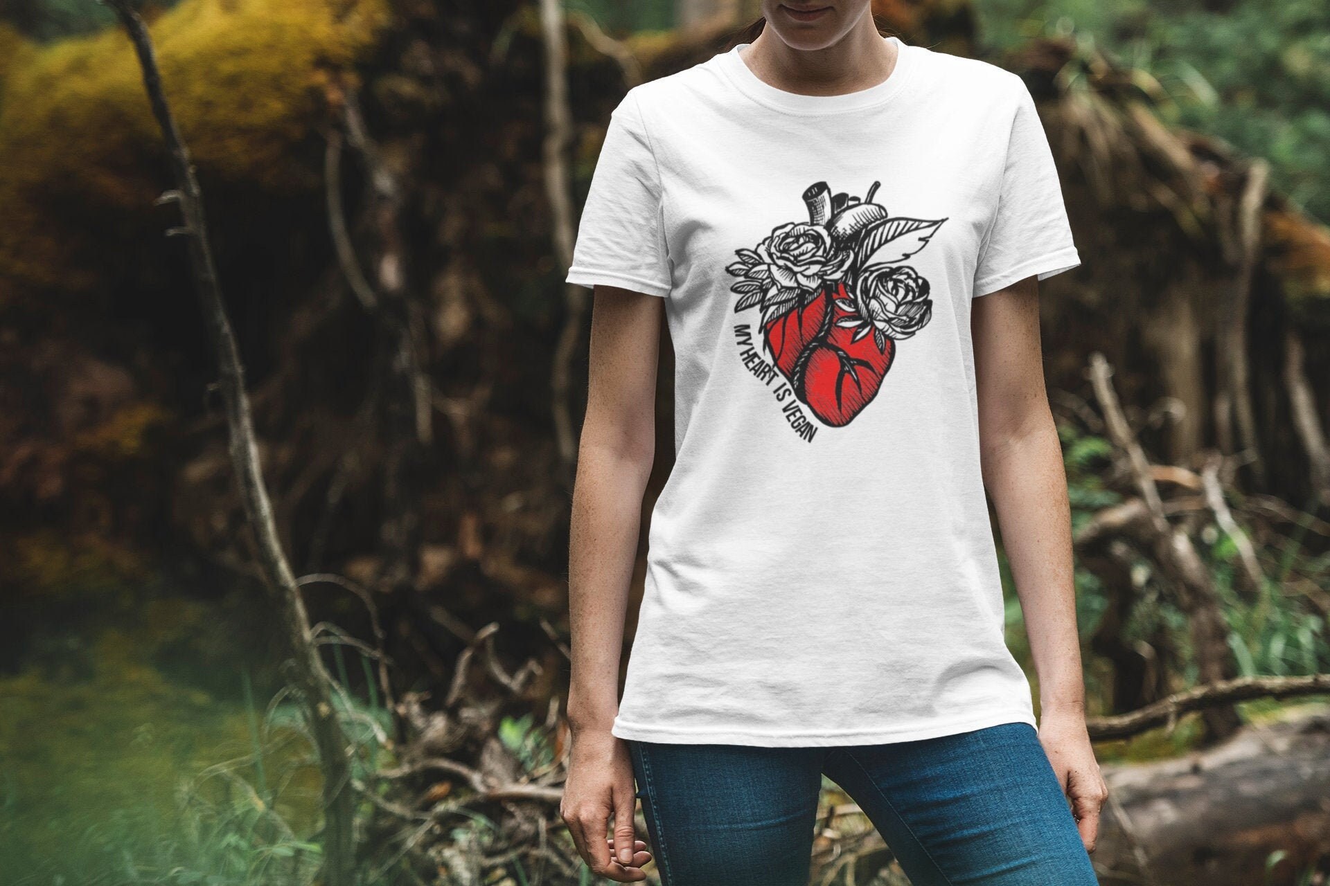 My heart is vegan T-shirt, Vegan cute t-shirt, vegan sayings t-shirt, vegan shirt, unisex t-shirt, vegan heart t-shirt