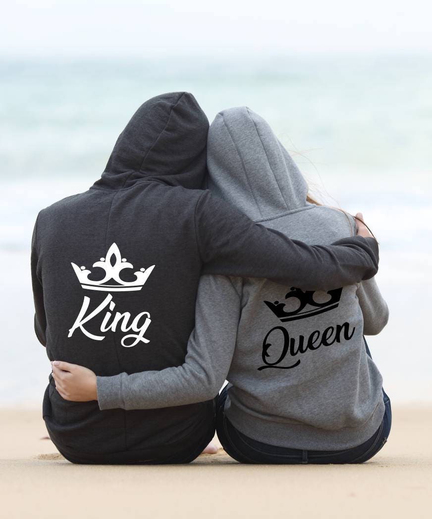 King Queen Hoodie Set Gift for Couple 