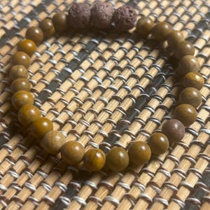 Tiger Jasper Beaded Bracelet: Mocha Lava Stone Aromatherapy Diffuser