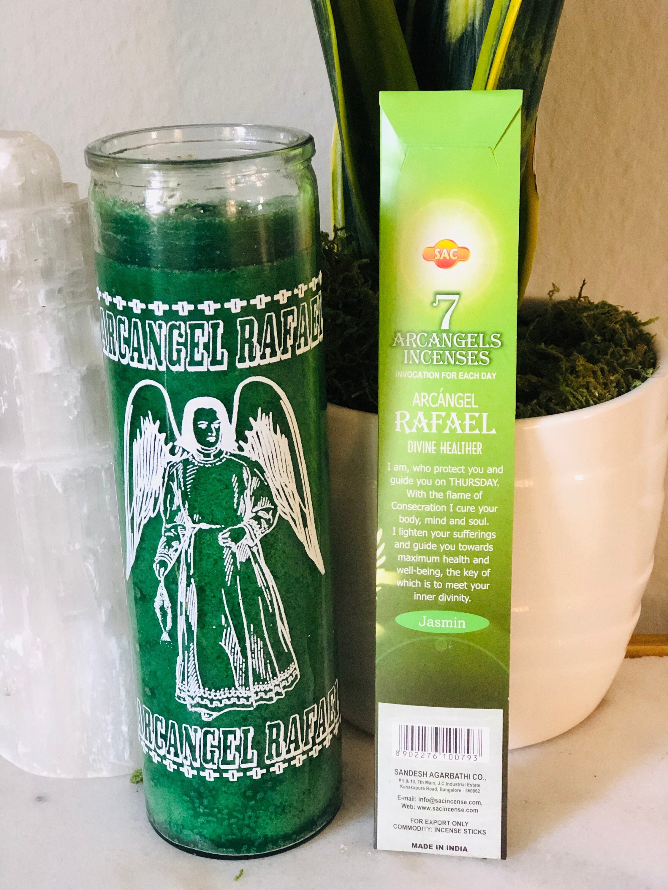 Archangel Raphael Candle,archangel Prayer Candle, Prepared Candle,7 Day Candle,novena Candle