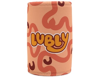 Aboriginal design | Lubly | Stubby Cooler | Beige Squiggles