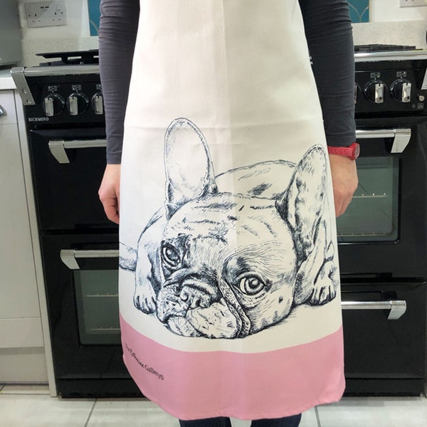 French Bulldog Pink Apron | Cotton Apron | Frenchie Design