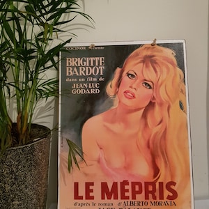 Le Mépris Wooden Sign, Jean-Luc Godard, Wall Hanging, Movie Lover, French New Wave, Contempt Film, Brigitte Bardot