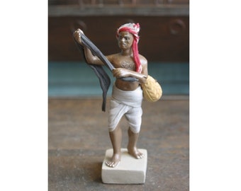 Vintage Fisherman Figurine, Indian Art, Handmade, From The 80&#39;s, Fisherman Miniature