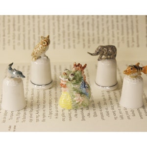 Handmade Thimbles, Dolphin Thimble, Owl Thimble, Dragon Thimble, Elephant Thimble, Fish Thimble, Porcelain, Thimble Collection, Thimble Art