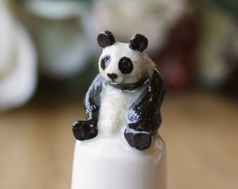 Panda Thimble, Panda Miniature, Chinese Panda, Thimble Collection, Panda Porcelain Thimble, Thimble Art, Animal Thimble