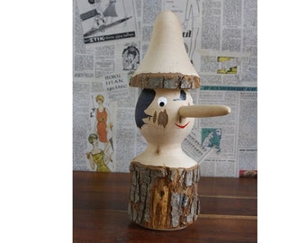 Pinocchio Wooden Figurine, Pinocchio Miniature, Pinokio Statue, Wooden Pinokio Miniature, Vintage Pinocchio, Hand Carved Piece Of Wood