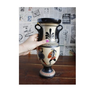 Ancient Greek Amphora Vase, Vintage Ceramic Wine Vessel, One Of A Kind Ancient Greek Style Amphora, Greek Ceramic Art, Hand Painted Amphora