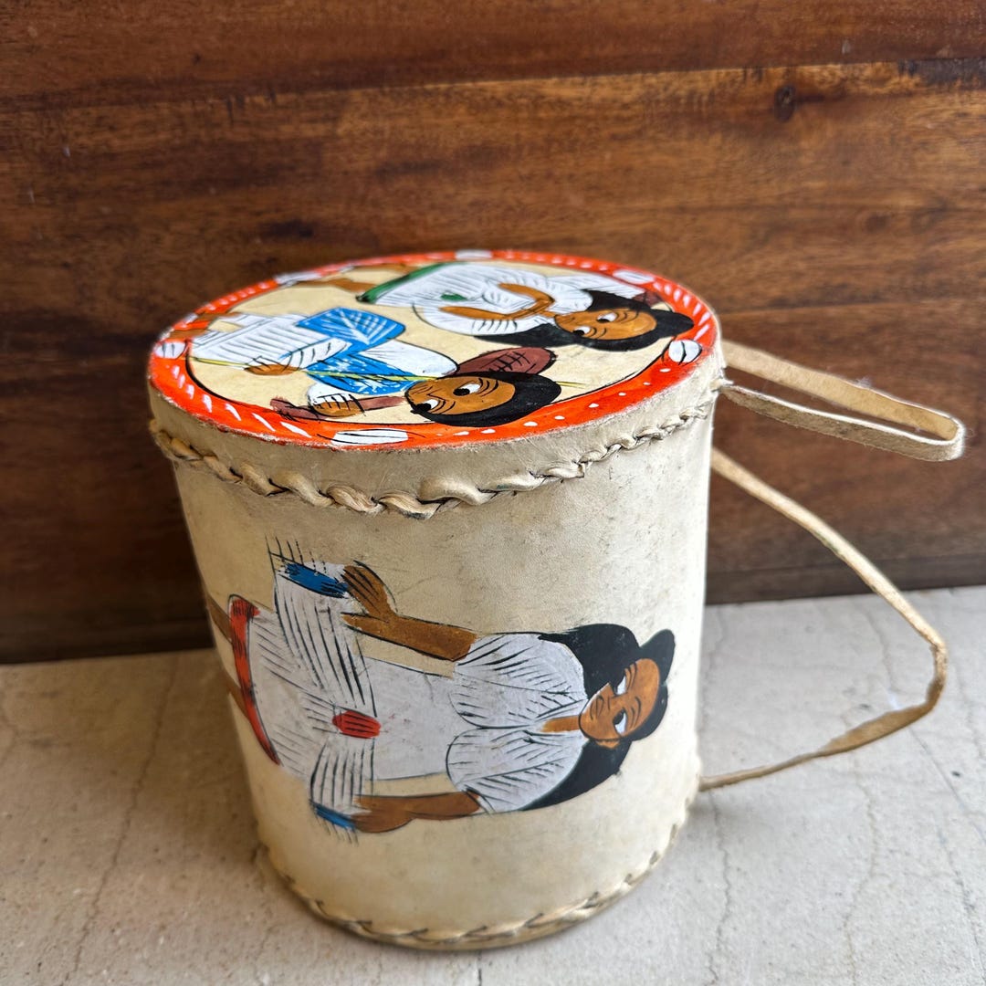 Vintage Ethiopian Leather Drum, Coptic, Hand Painted Drum, African Art ...