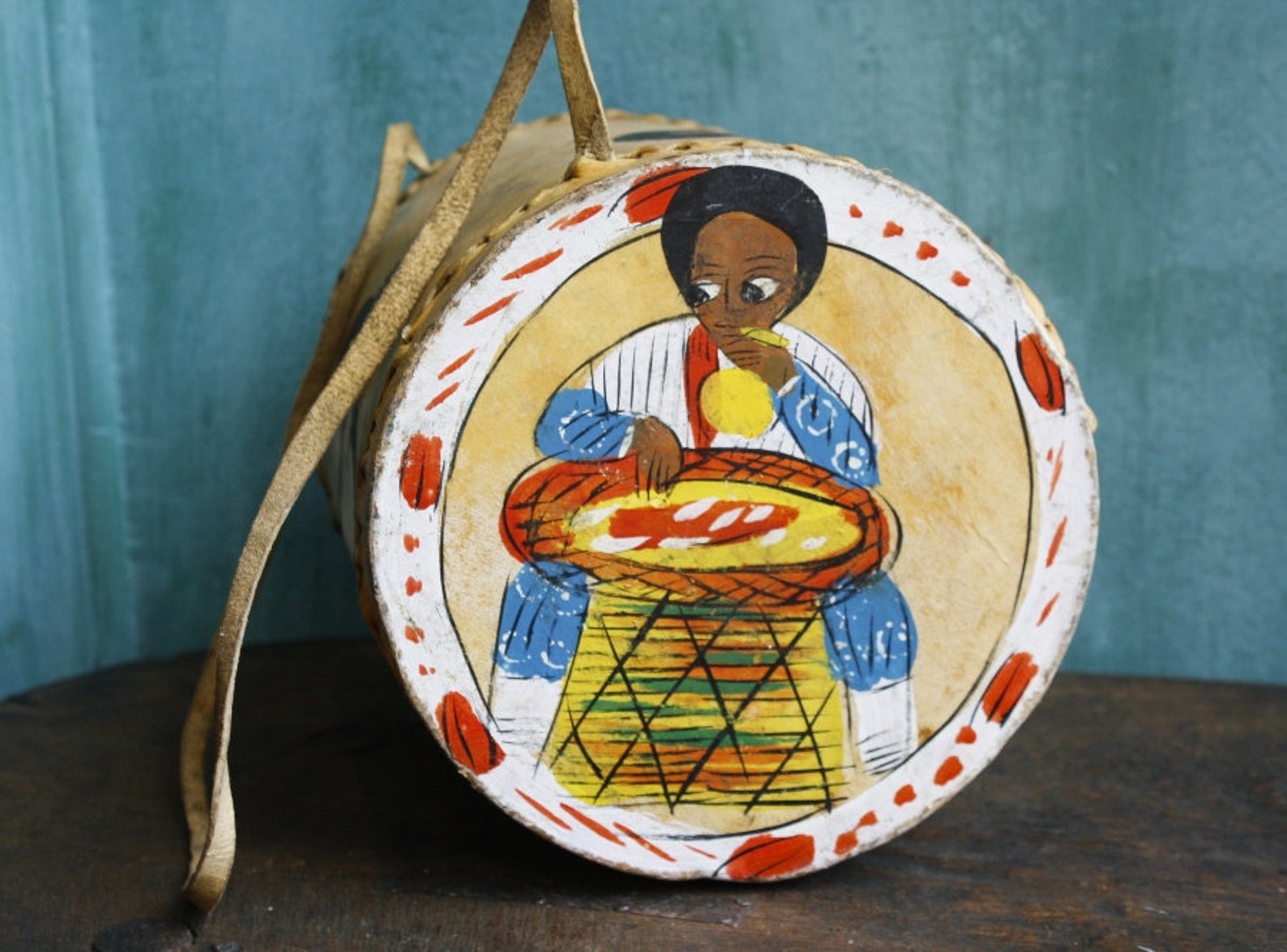 Vintage Ethiopian Leather Drum Coptic Hand Painted Drum | Etsy