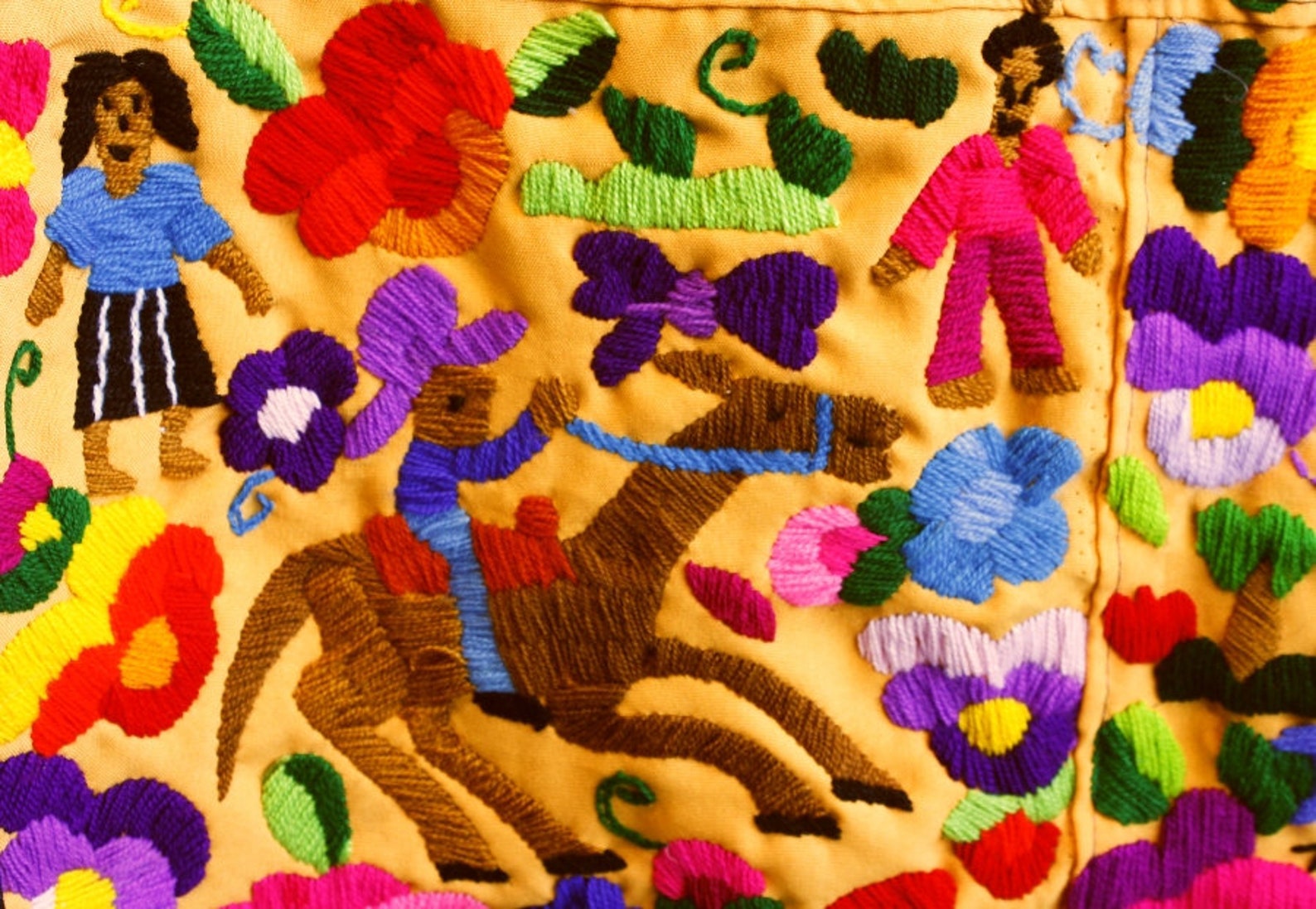 Handmade Guatemalan Figure Embroidery Hand Embroidered Quilt Etsy