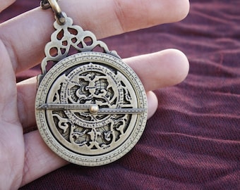 Arabic Astrolabe Keychain, Oriental Astrolab, Astronomy,Navigation,Astrolabio, Miniature,Antique Style, Islamic Astronomy, For Him,For Her