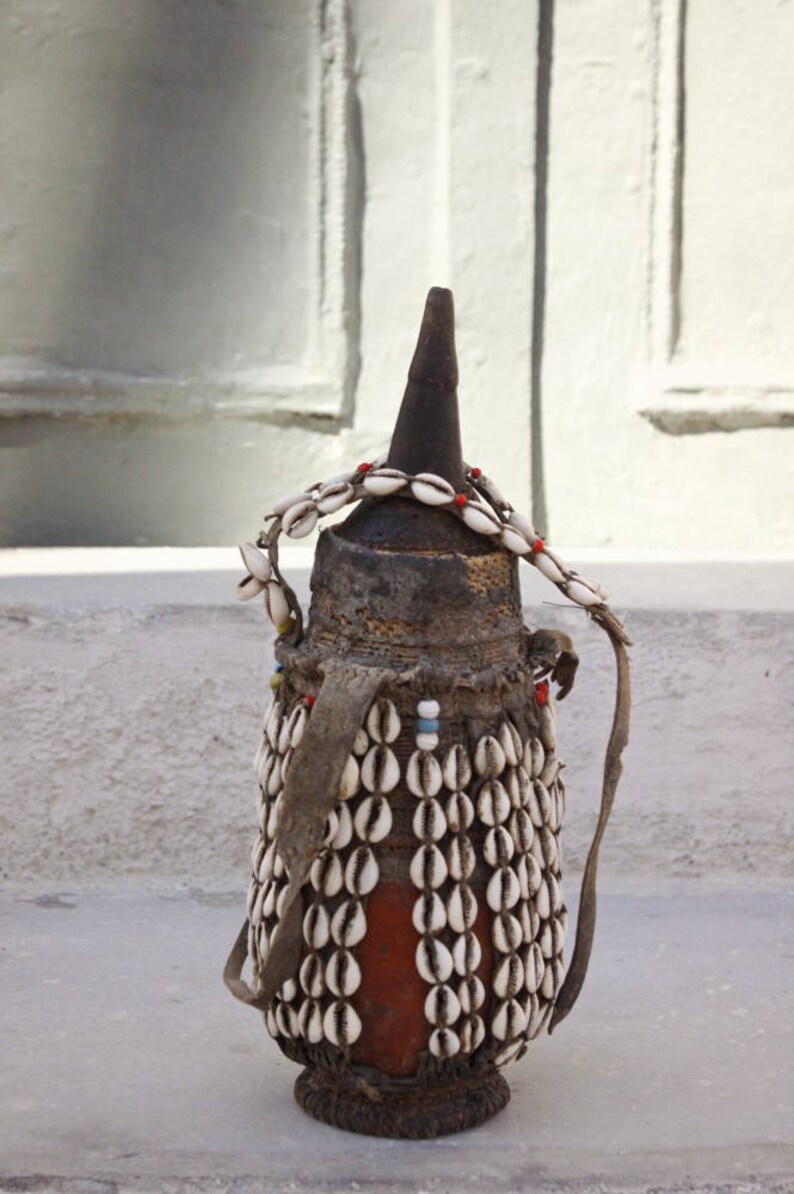Ethiopian Milk Jug With Cowry Shells African Leather Milk Etsy