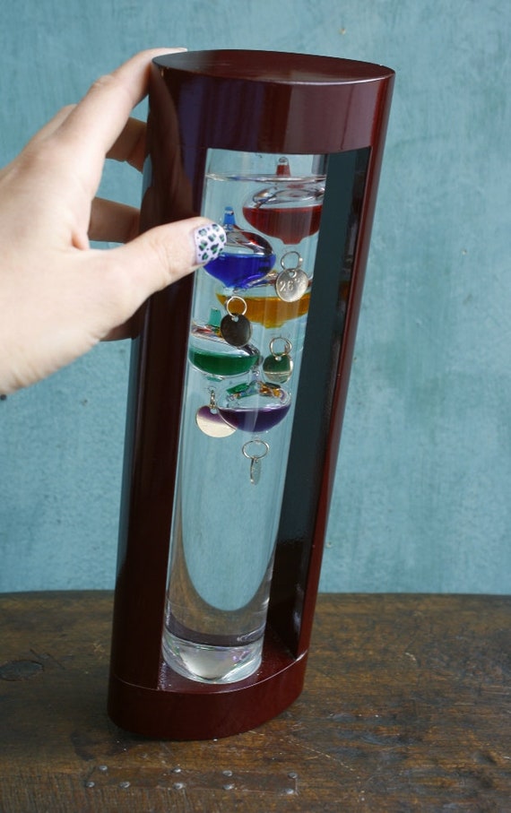 Clear Glass Tabletop Galileo Thermometer with Colorful Temperature