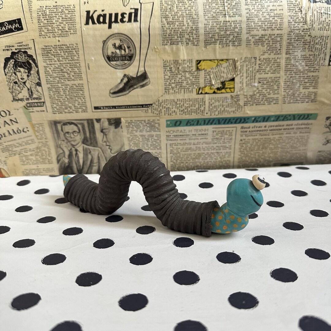 Handmade Ceramic Worm Figurine, Worm Sculpture, Pottery Art, Pottery ...