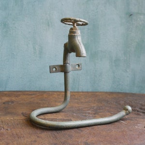 Porta asciugamani vintage, maniglia gancio per asciugamani, gancio di carta per il tessuto igienico, forma del rubinetto, gancio per asciugamani, design moderno, decorazione del bagno