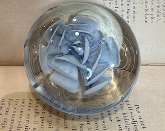 Glass Paperweight, Flower Paperweight, Hand Blown Glass, Paperweight Collection, Art Glass Paperweight, Flower Glass, Office Decor