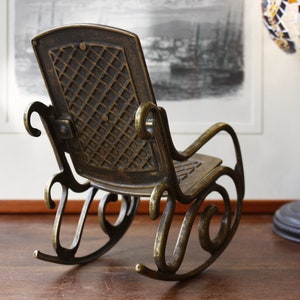 Beautiful Brass Rocking Chair Figurine, Bronze Rocking Chair Sculpture ...
