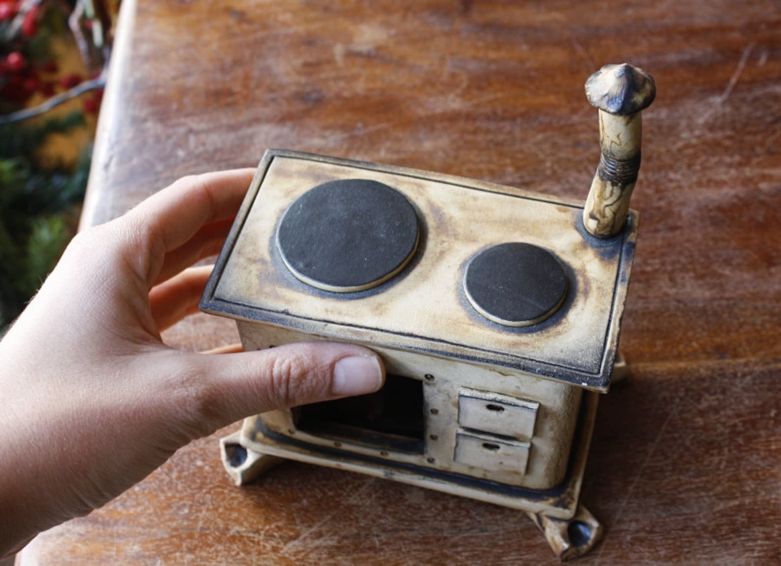 Handmade Ceramic Stove Miniature Candle Holder Candle Base Etsy