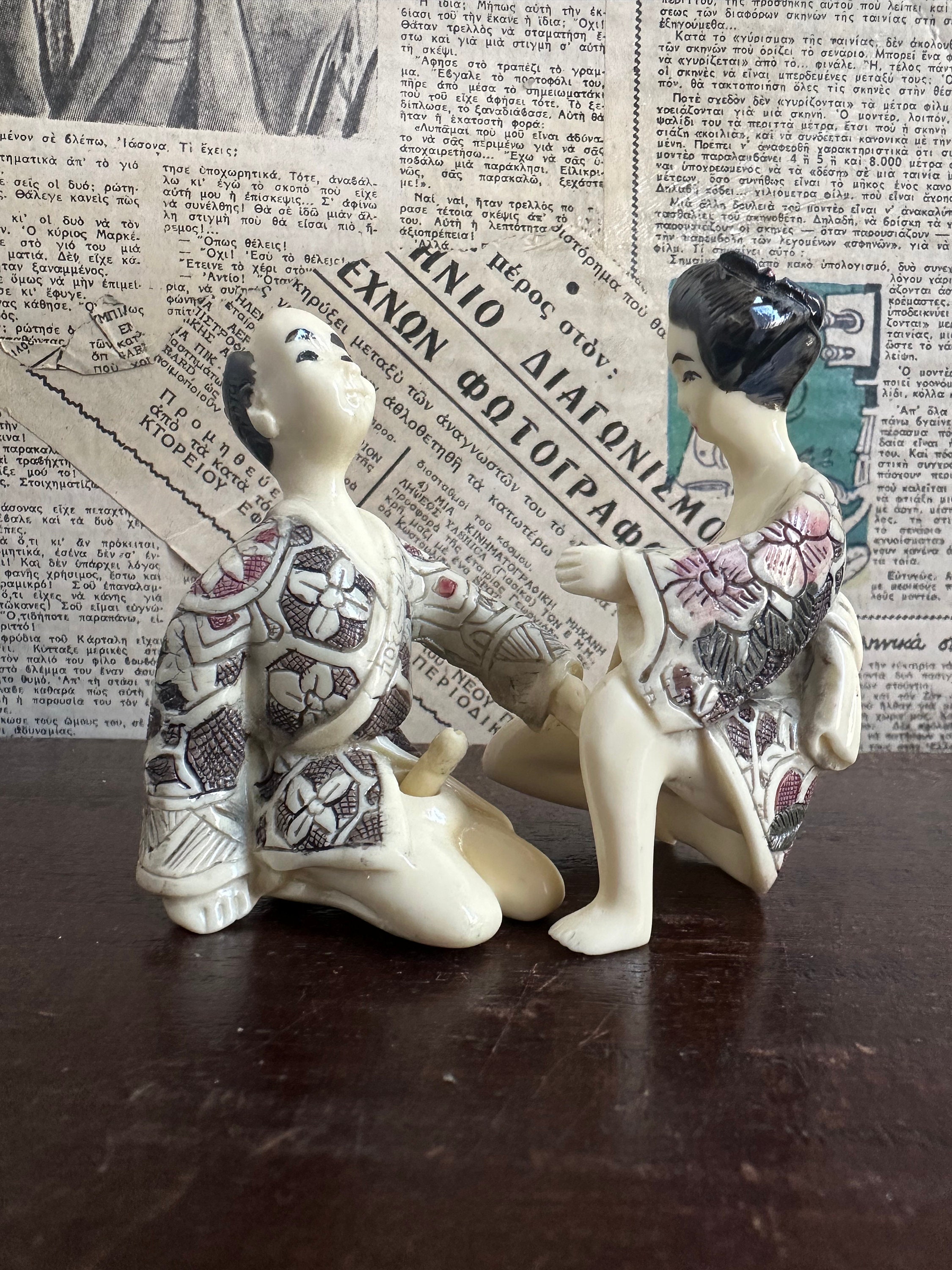Vintage Shunga Couple, Japanese Couple Figurine, Erotic