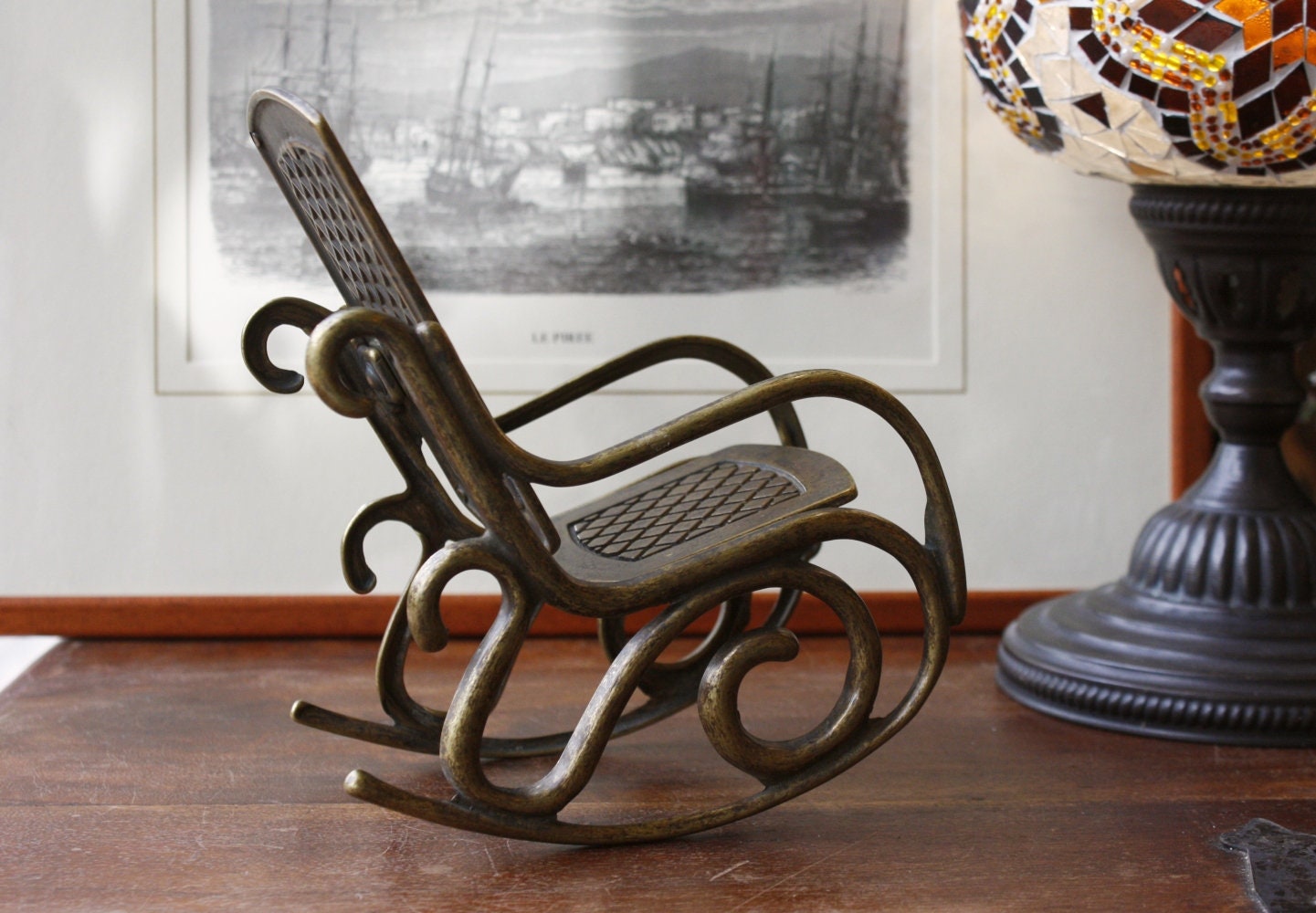 Beautiful Brass Rocking Chair Figurine, Bronze Rocking Chair Sculpture ...
