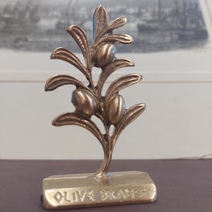 Brass Olive Branch, Greek Souvenir , Olive Branch Miniature, Olive Tree, Greek Gift, Good Luck Gift Greece, Metal Olive Branch,Vintage Greek