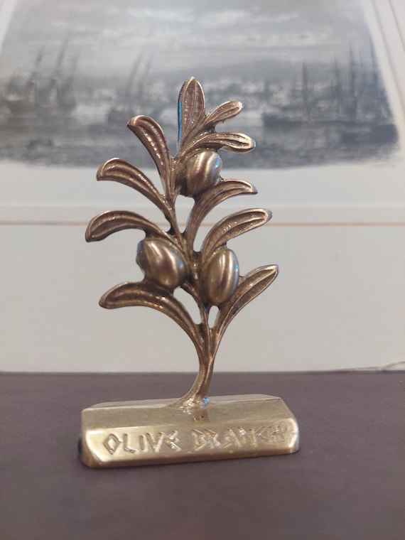 Brass Olive Branch, Greek Souvenir , Olive Branch Miniature, Olive