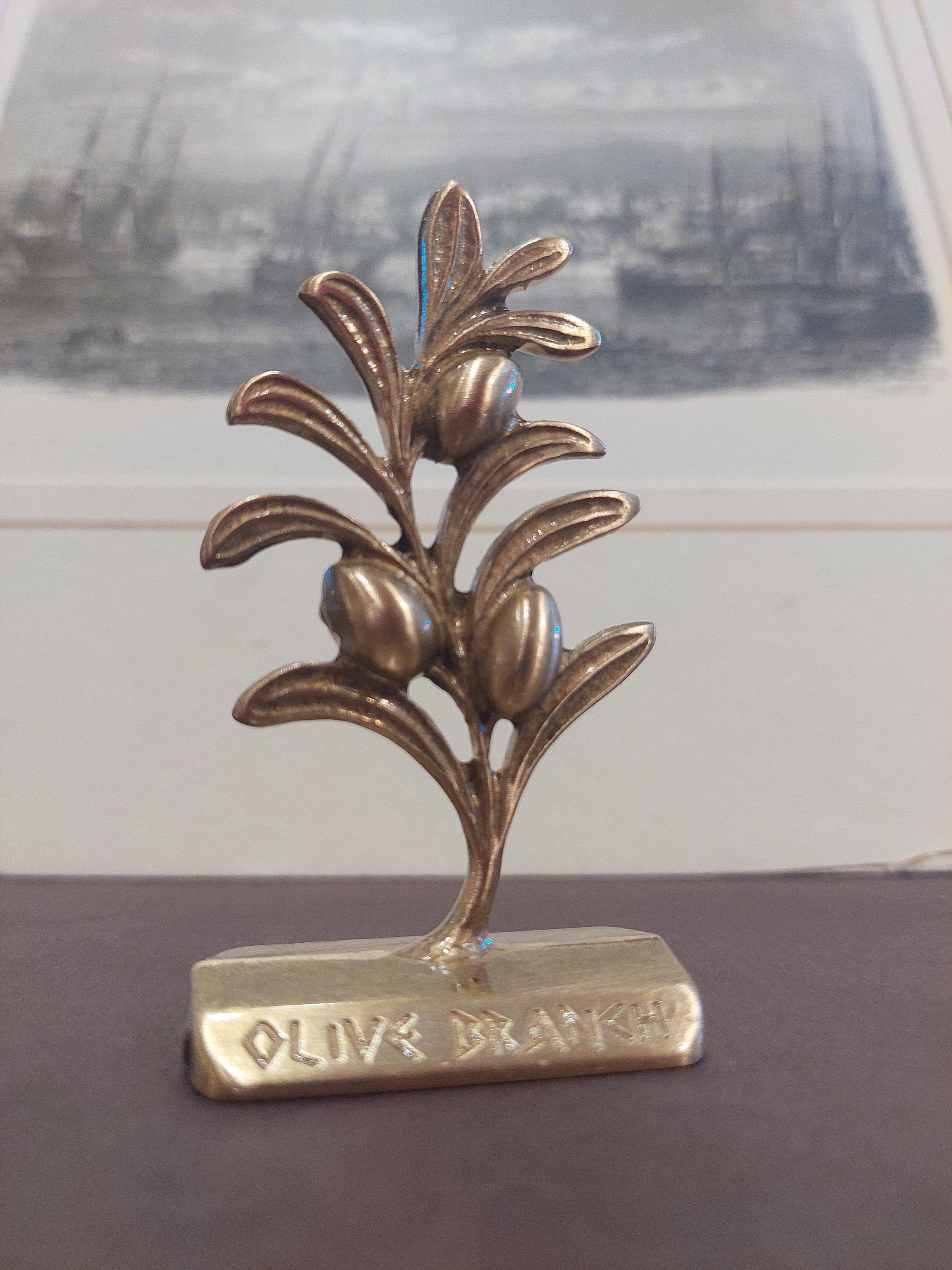 Rameau d'olivier en laiton, souvenir grec, rameau d'olivier miniature, olivier, cadeau grec, cadeau porte-bonheur Grèce, rameau d'olivier en métal, grec vintage