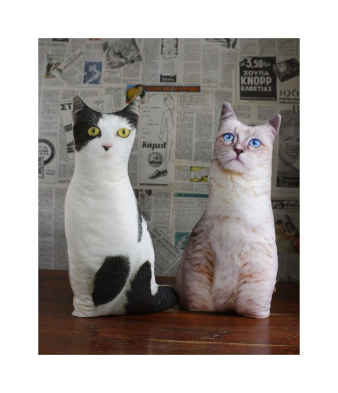 Set of Two Realistic Cat Print Pillow, Cat Pet Pillow, Lot of 2 Cat