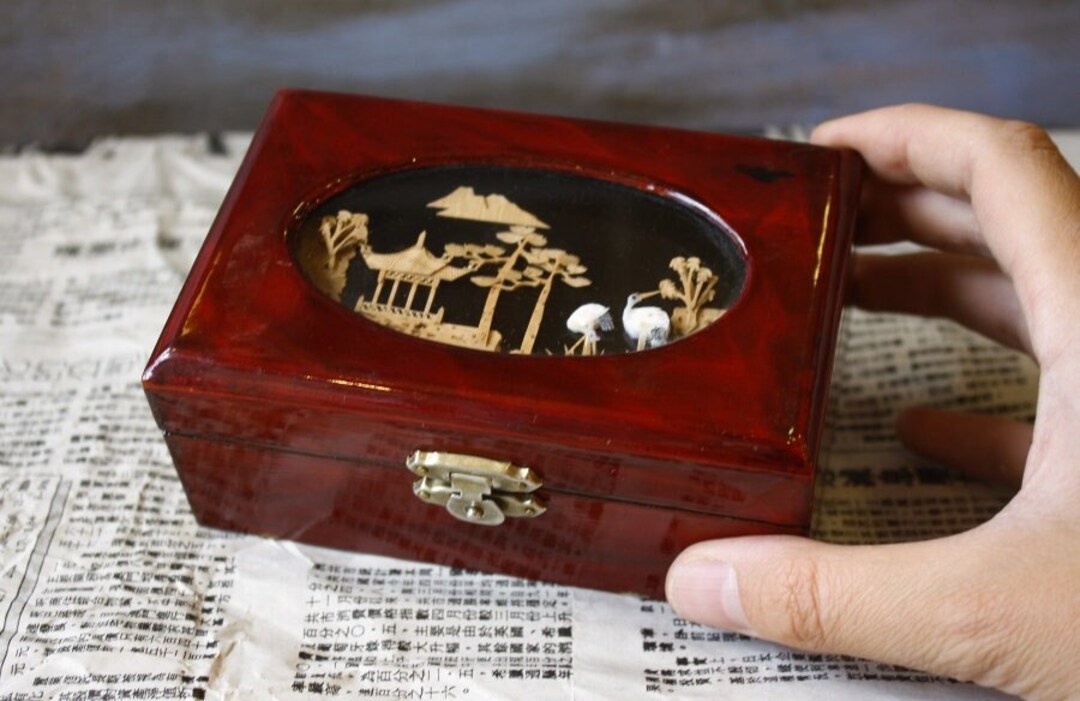 Antique Victorian Diorama Jewelry Box - Pastoral Scene • PreAdored®  Sustainable Luxury