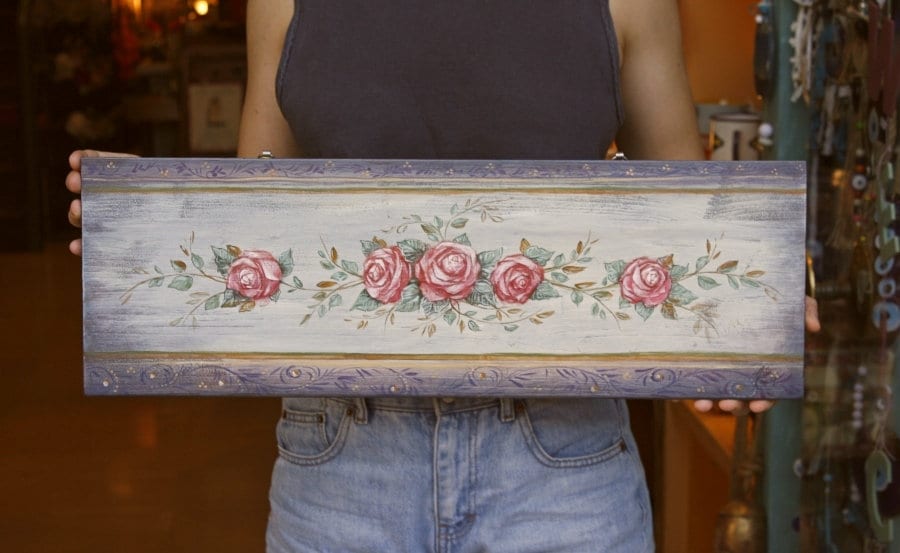 Hand painted Wooden Painting of Roses Greek Folk Art Wedding | Etsy