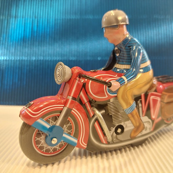 Wind Up Biker Toy ,Vintage Tin Toys, 90's Metal Toys, Wind-Up Motor Figurine, Wind-Up Toys Collection,Wind Up Motorcycle, Working Perfectly