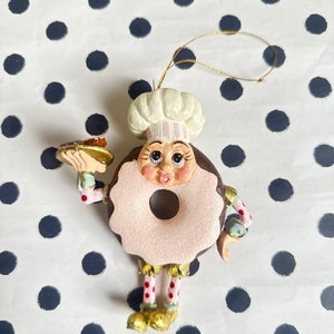 Donut Pink Frosting Ornament, Donut Christmas Ornament, Donut Ornament, Goodwill Ornaments, Donut Boy, Donut Chef Ornament