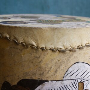 Vintage Ethiopian Leather Drum, Coptic, Hand Painted Drum, African Art ...