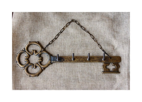 Key Shape Key Holder, Brass 4 Hooks Key Holder, Brass Wall Hanger