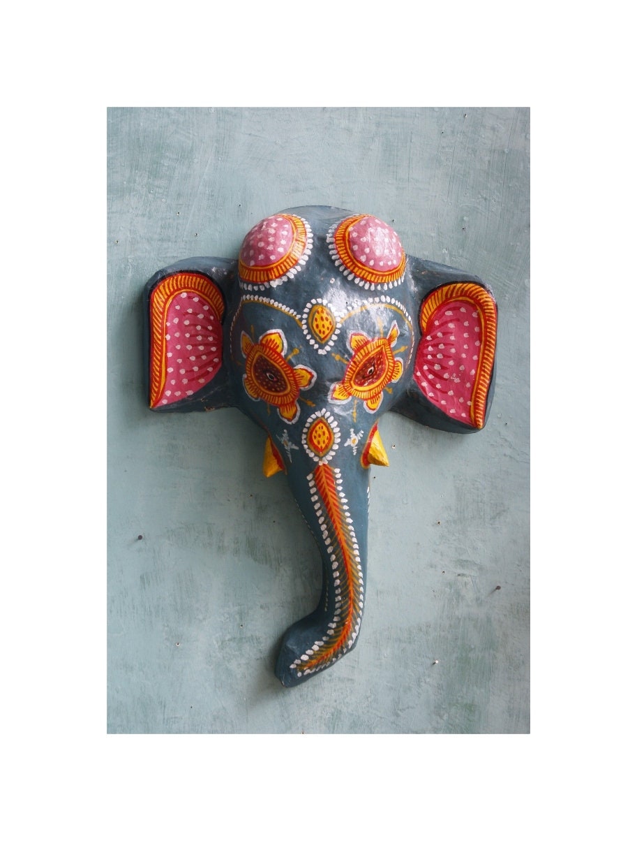 Elke week Veilig Sophie Grote olifant papier-maché masker muur opknoping India - Etsy België
