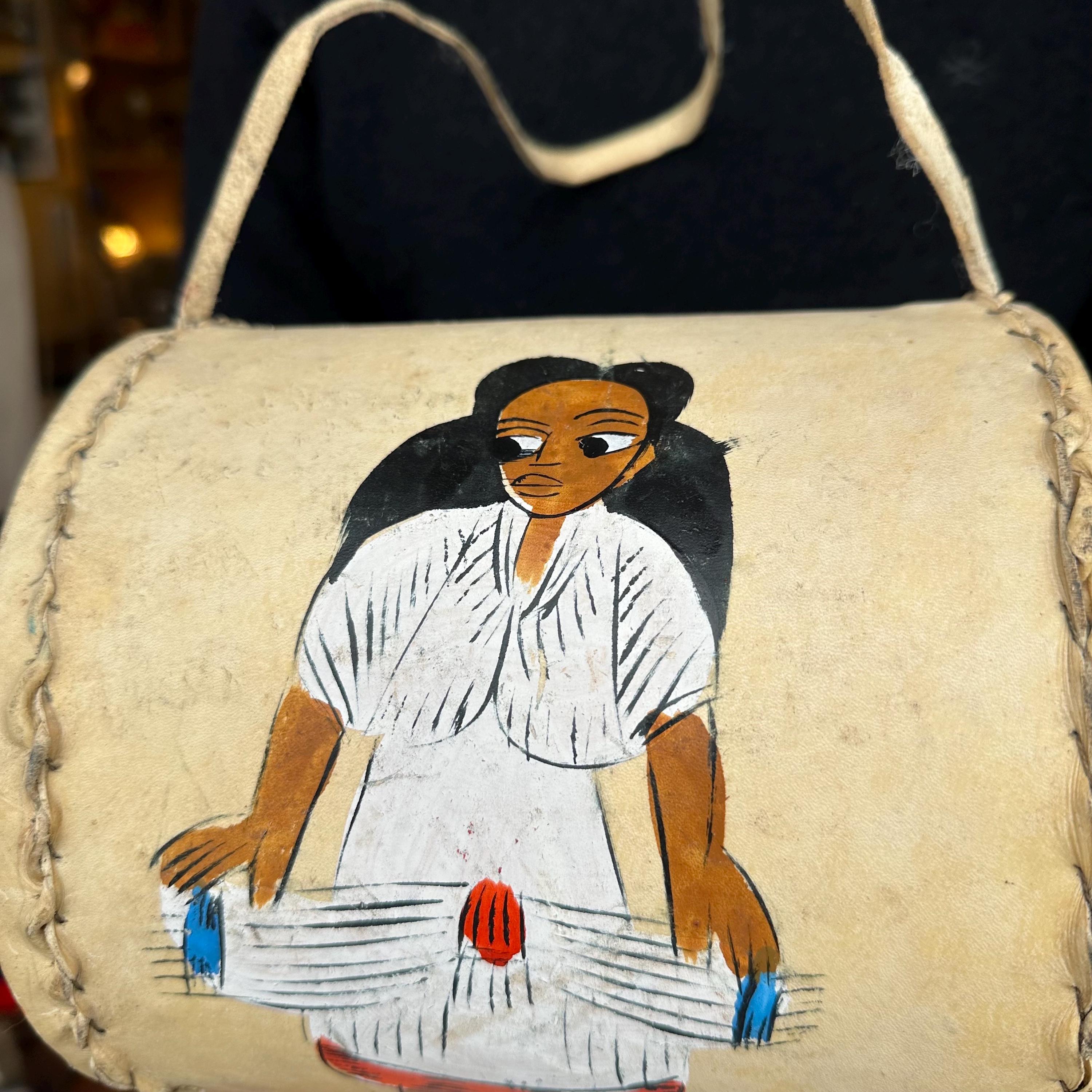 Vintage Ethiopian Leather Drum, Coptic, Hand Painted Drum, African Art ...