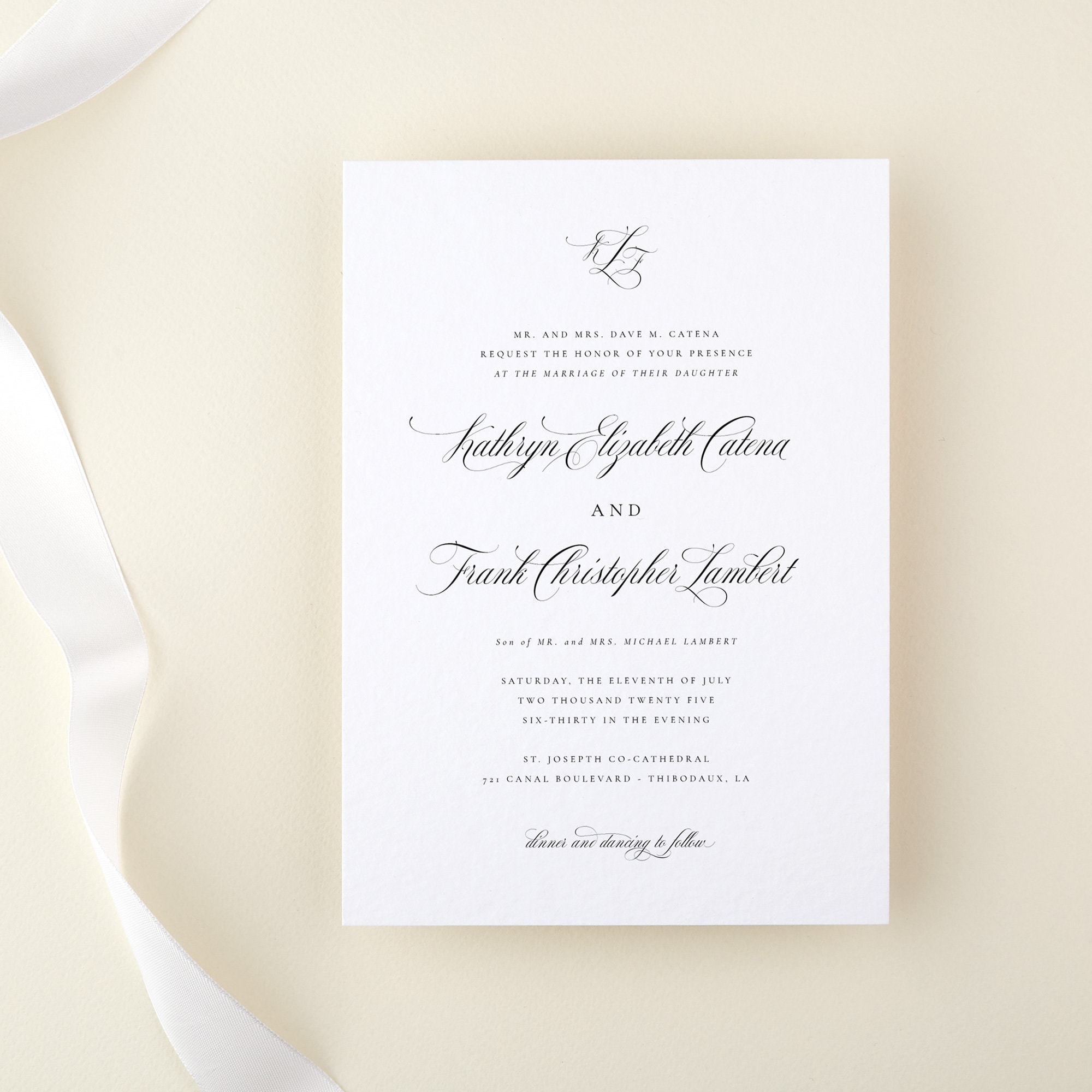 Classic Calligraphy Wedding Invitation Editable Template | Etsy