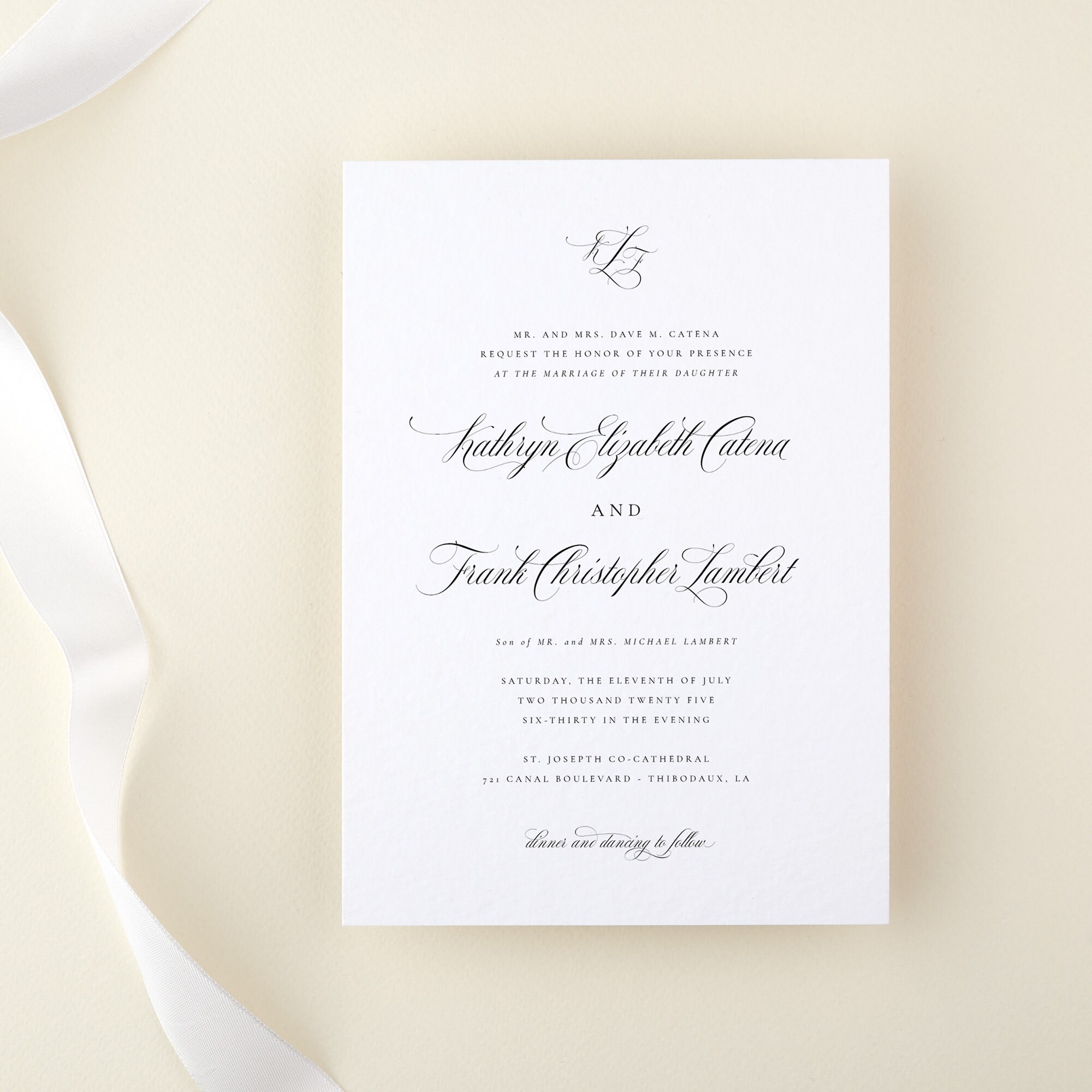 Classic Calligraphy Wedding Invitation Editable Template Etsy