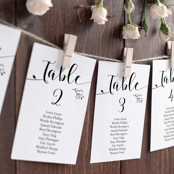Wedding Seating Chart Template Floral Kraft Wedding Table Etsy