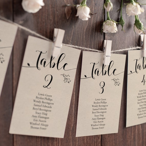 table assignment cards