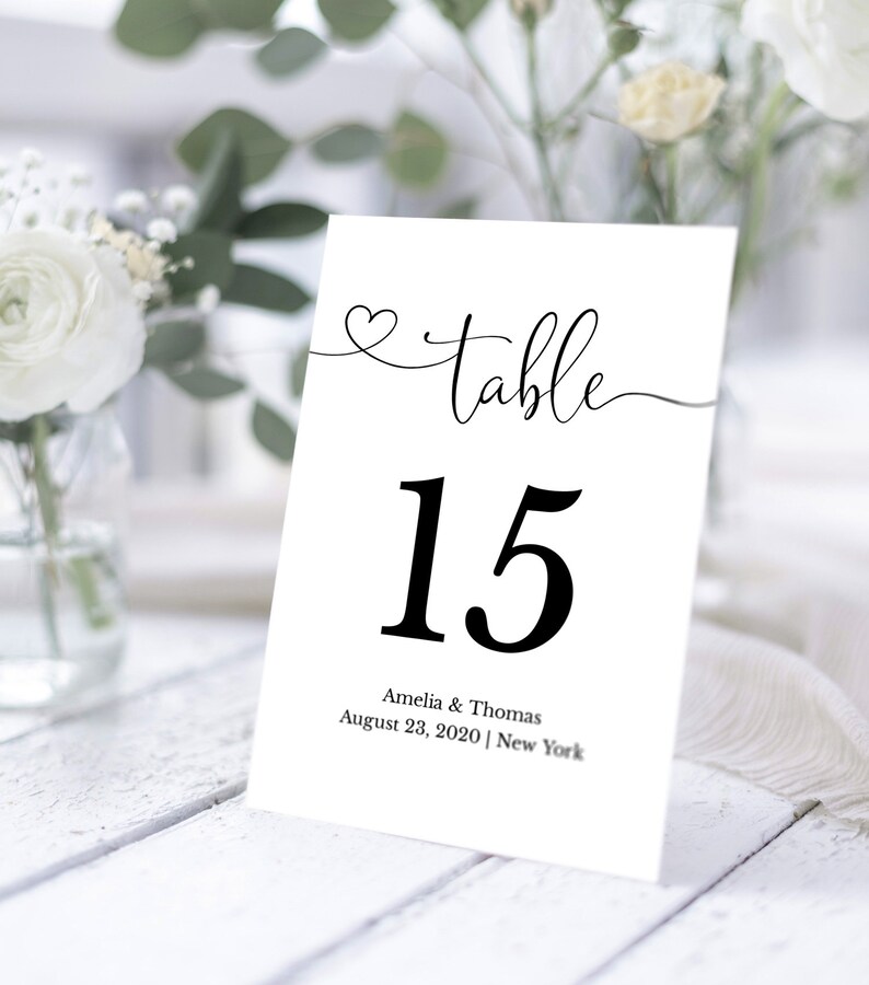 Wedding Table Number Template Printable Table Numbers Etsy