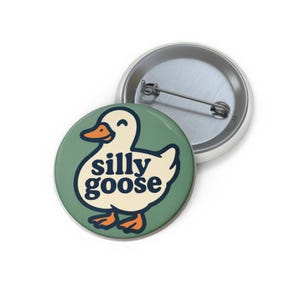 Silly Goose Pin Button | Duck Badge, Enamel-Style Lapel Pin