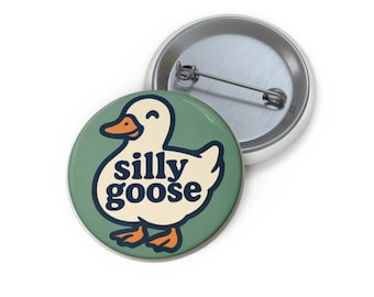 Silly Goose Pin Button | Duck Badge, Enamel-Style Lapel Pin