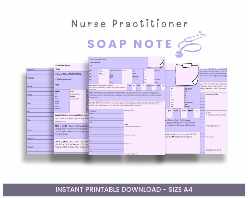 Nurse Practitioner SOAP Note Template (Digital Download)